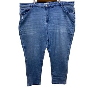 Lane Bryant Jeans Womens 28 Blue Distressed Straight Leg‎ Denim Stretch